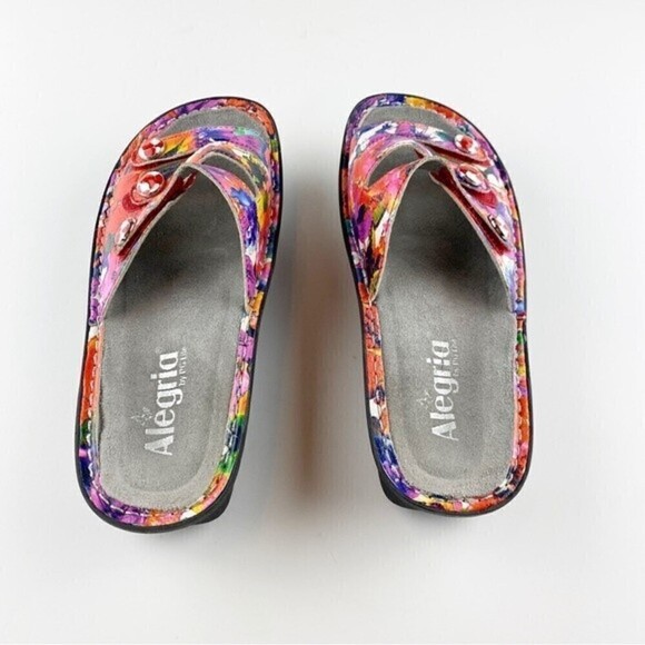 Alegria Fiona Iris Floral Leather Adjustable Straps Slip On Slide Sandals Size 8 - Picture 3 of 10